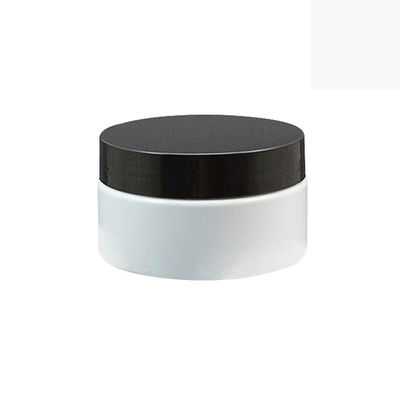 Pot en plastique vide blanc du récipient d'entreposage de cosmétiques 100ml avec le couvercle noir